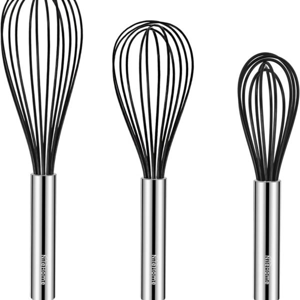 Stainless Steel Whisk Set 8" 10" 12" Kitchen Whisk Balloon Whisk Kitchen Wisk Wire Whisks for Cooking, Whisking, Blending, Beating, Stirring-3 Pack??