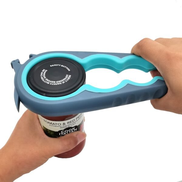 Jar Opener Bottle Opener and Can Opener for Weak hands, Seniors with Arthritis and Anyone with Low Strength, Mutil Jar Opener Get Lids Off Easily (Blue and Grey)