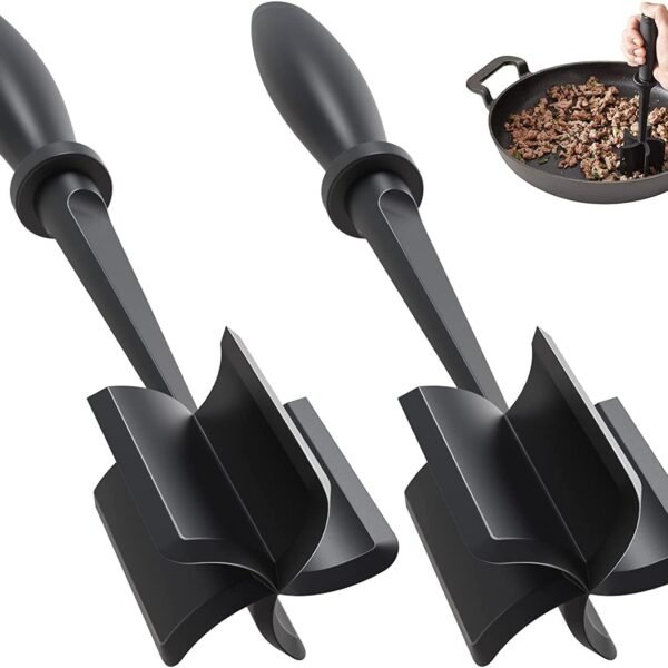 Meat Chopper, Hamburger Grinder, Premium Heat Resistant Smasher for Ground Beef, Burger Grinder Nylon Potato Mix Tool-Black