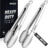 Tongs For Cooking - Heat Resistant 600 Degrees Stainless Steel Kitchen Tong,Heavy Duty Metal Locking Tongs - Perfect for Food,Salad and BBQ set of 3 (7",9" and 12") Dishwasher