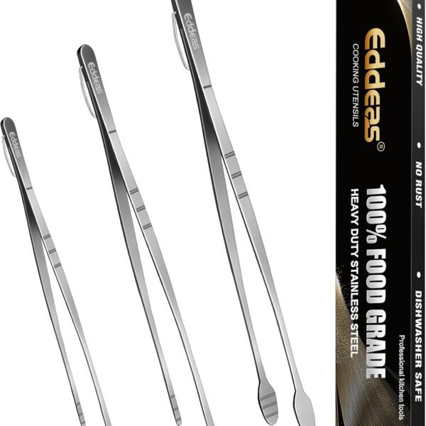 Tongs For Cooking - Heat Resistant 600 Degrees Stainless Steel Kitchen Tong,Heavy Duty Metal Locking Tongs - Perfect for Food,Salad and BBQ set of 3 (7",9" and 12") Dishwasher