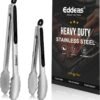 Tongs For Cooking - Heat Resistant 600 Degrees Stainless Steel Kitchen Tong,Heavy Duty Metal Locking Tongs - Perfect for Food,Salad and BBQ set of 3 (7",9" and 12") Dishwasher