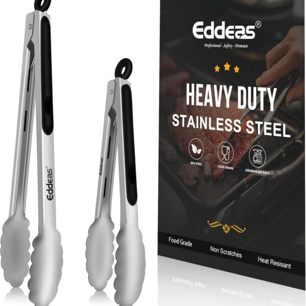 Tongs For Cooking - Heat Resistant 600 Degrees Stainless Steel Kitchen Tong,Heavy Duty Metal Locking Tongs - Perfect for Food,Salad and BBQ set of 3 (7",9" and 12") Dishwasher