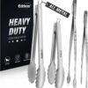 Tongs For Cooking - Heat Resistant 600 Degrees Stainless Steel Kitchen Tong,Heavy Duty Metal Locking Tongs - Perfect for Food,Salad and BBQ set of 3 (7",9" and 12") Dishwasher