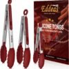 Tongs For Cooking - Heat Resistant 600 Degrees Stainless Steel Kitchen Tong,Heavy Duty Metal Locking Tongs - Perfect for Food,Salad and BBQ set of 3 (7",9" and 12") Dishwasher