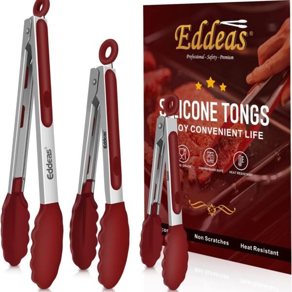 Tongs For Cooking - Heat Resistant 600 Degrees Stainless Steel Kitchen Tong,Heavy Duty Metal Locking Tongs - Perfect for Food,Salad and BBQ set of 3 (7",9" and 12") Dishwasher