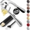 Premium Garlic Press Set - Rust Proof & Dishwasher Safe Professional Garlic Mincer Tool - Easy-Squeeze, Easy-Clean with Soft, Ergonomic Handle - Silicone Garlic Peeler & Brush (Silver)