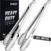 Tongs For Cooking - Heat Resistant 600 Degrees Stainless Steel Kitchen Tong,Heavy Duty Metal Locking Tongs - Perfect for Food,Salad and BBQ set of 3 (7",9" and 12") Dishwasher