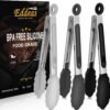 Tongs For Cooking - Heat Resistant 600 Degrees Stainless Steel Kitchen Tong,Heavy Duty Metal Locking Tongs - Perfect for Food,Salad and BBQ set of 3 (7",9" and 12") Dishwasher