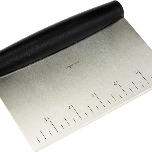 Multi-Purpose Stainless Steel Scraper/Chopper with Contoured Grip, 6", Black, Silver